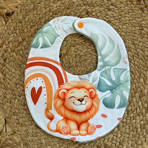 Bavoir tissu coton, double en éponge